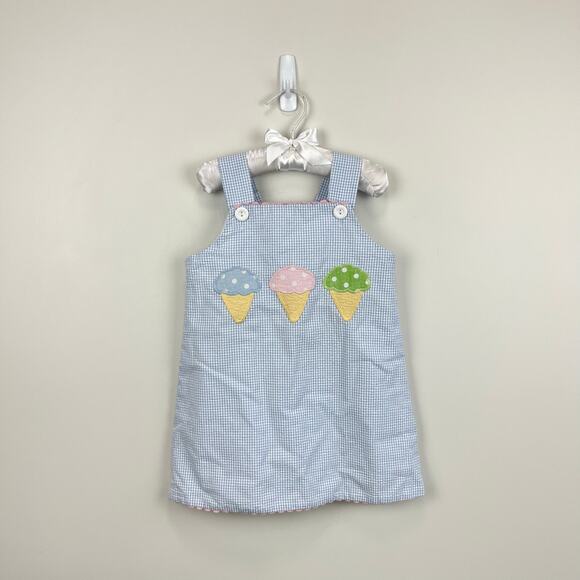 The Bailey Boys Blue Gingham Applique Ice Cream Dress 4T USA - Picture 1 of 11